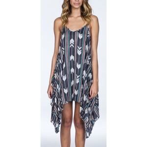 Y2K BILLABONG Dress Womens Arrow Tribal Aztec Tunic Beach Boho Fairy Festival